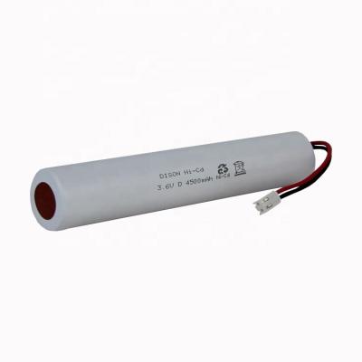 NiCd D à haute température de 70 °C 3.6V 4500mAh batterie rechargeable pour éclairage d'urgence