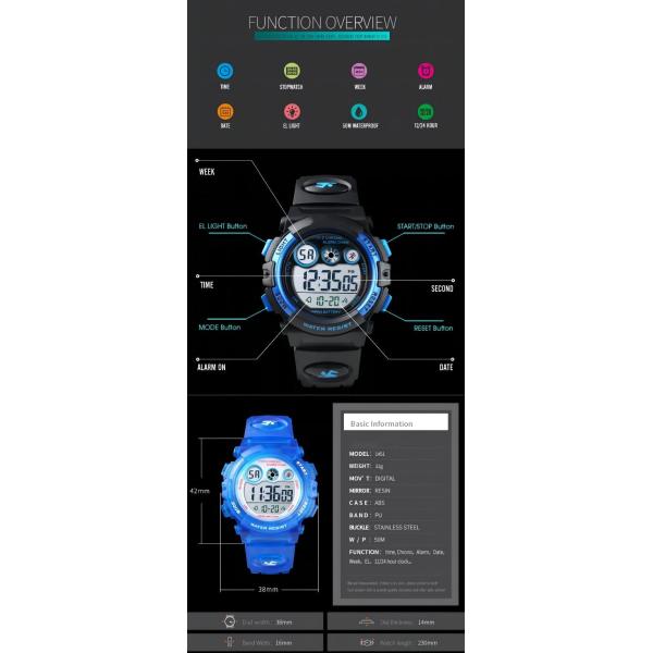 Полиэстер детей умное голубого умного дозора 1,5 дюймов водоустойчивое пластиковое