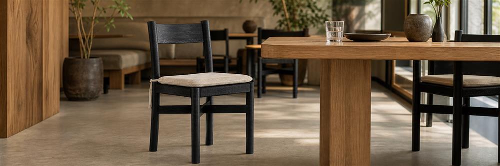 Black Solid Wood Upholstered Dining Chair  CYC-016