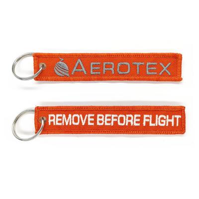 Shape Custom Embroidered Keychain , Twill / Fabric Pilot Key Tag