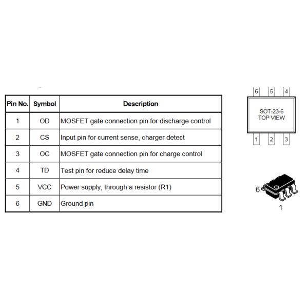 DW01-P Overcurrent Protection IC For Lithium Polymer Battery Pack