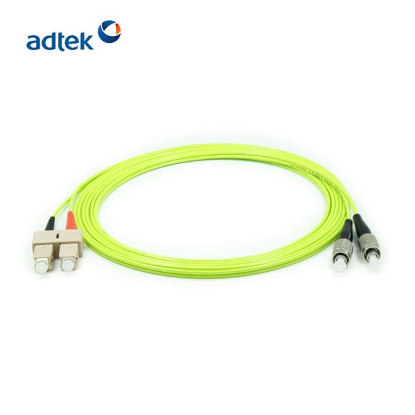 OM5 Duplex 2.0mm Lemon Green  Optical Fiber Patch Cord SC To FC UPC Jumper Wires