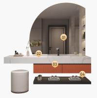 La naranja iluminada cerrada suave del gabinete del espejo del cuarto de baño raya la madera contrachapada hermética