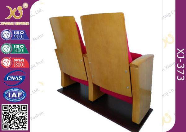 High back  red Auditorium Seats with wooden side board company logo