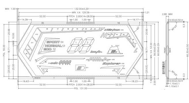 VATN Alphanumeric Segment LCD Display for Speedometer Odometer Meter with High Contrast, Wide Temperature Range, and Customizable Backlight