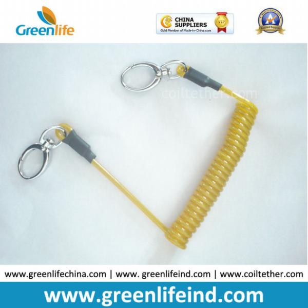 Plastic PU Coated Stainless Steel Wire Inside Spring Coiled Leash w/Snap Hook Ends
