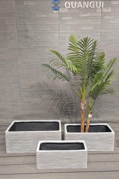 Modern Stylish Rectangular Fiber Clay Flower Pot Durable Indoor/Outdoor Planter for Big Greenery Floor Hanging for Shopping Mall