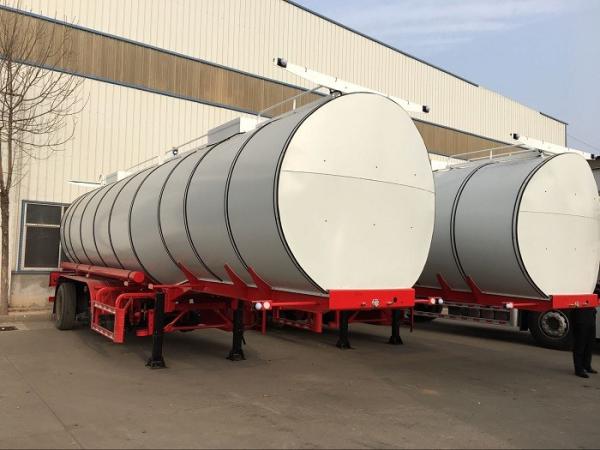 Carbon Steel 3 Axle Chemical Tanker Truck , 34CBM Asphalt Tanker Trailer