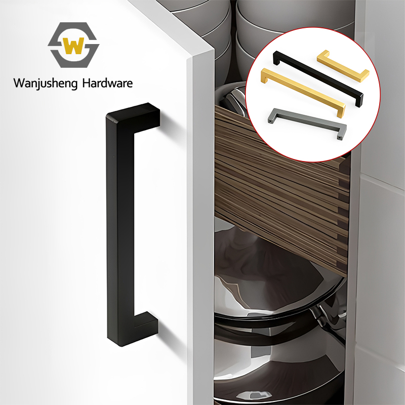 New Minimalist Stainless Steel square Handles Wardrobe Door Pulls Hardware Fittings for Furniture Drawers and Cabinets