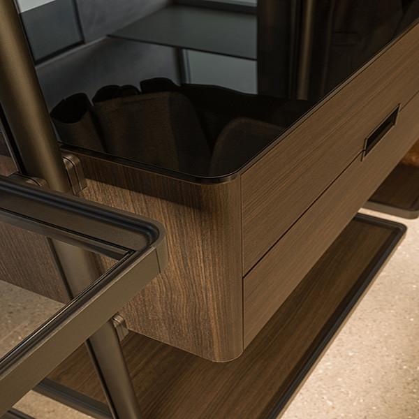 Roupas modernas de luxo organizador armário armazenamento armário com porta de vidro para quarto