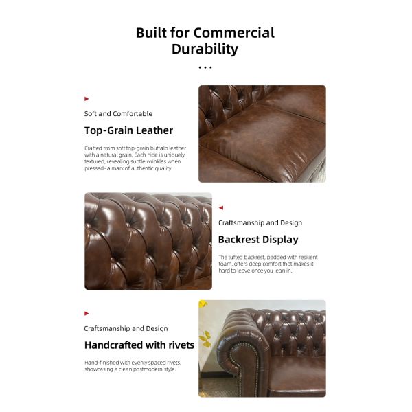 Nidea #866 Luxury American bar Sofa Button Couch Classic Vintage Genuine Leather Sofa Chesterfield Sofa Whiskey &  Bar Furniture