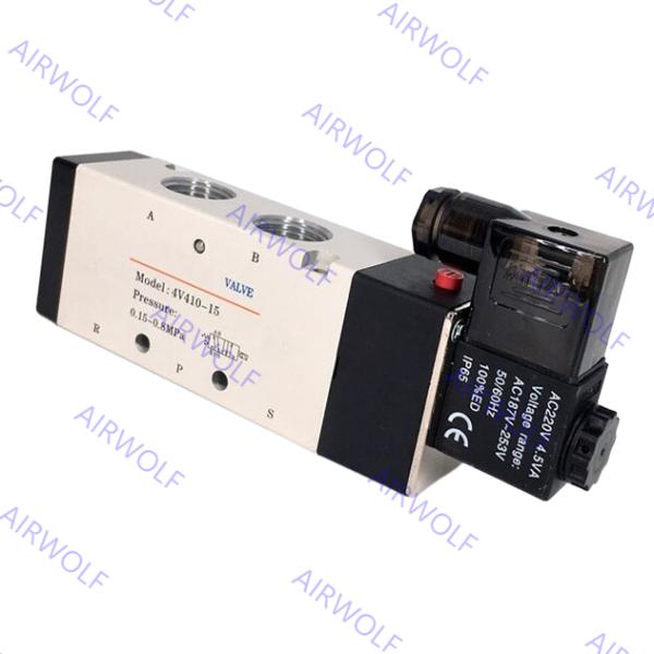 4V410-15, 4V420-15 AIRTAC 4V400 Series 5/2 way, 5/3 way Electric Solenoid Valve 1/2