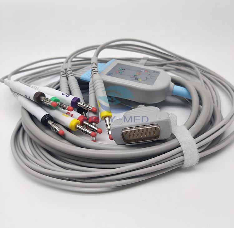 15 штифтовая ЭКГ кабель один кусок 10 лидов с бананом 4.0 Tpu куртка 2029893-001