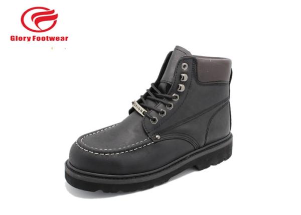 Cowboy Black Yellow Goodyear Steel Toe Boots For Office / Engineer Waterproof