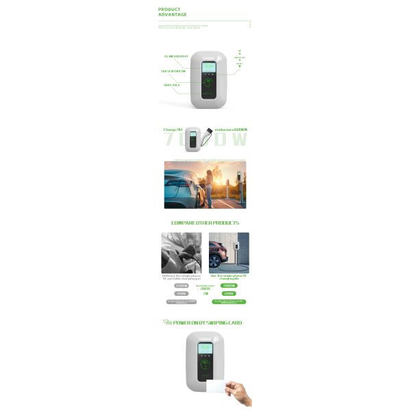 E-mingze 7KW/32A Type 2 Mode 3 AC Charging One Phase Wall-Mounted Charger