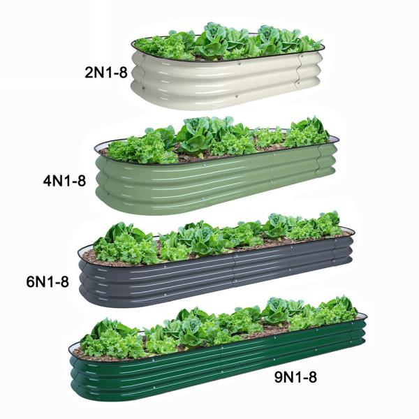 Kit de lit de jardin ovale galvanisé pour jardinage avec planteur 3.4 × 2 × 0.66 Ft