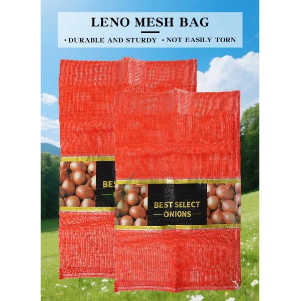 Red Color Custom Logo Pp Leno Onion Packaging Bags Vegetable Fruit Packing