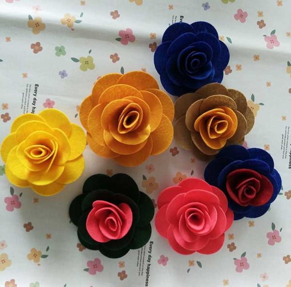 Beautiful Rose Fabric Daisy Flowers , Custom Fabric Flowers For Dresses
