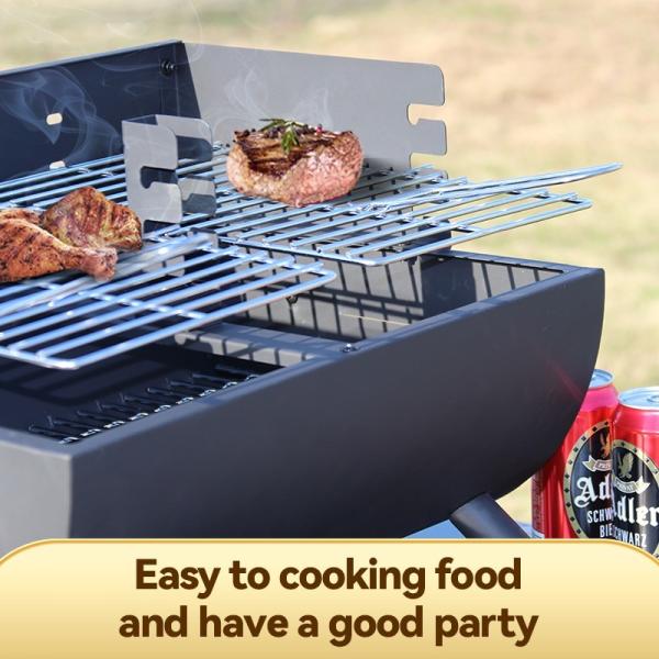 Easy Assembly Double Layer Charcoal Grill for Home Outdoor Barbecues Camping Traveling