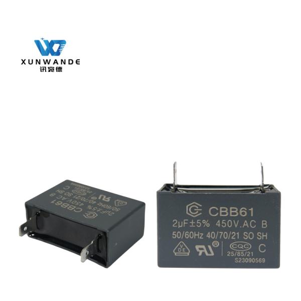 CBB61 Ar condicionado Condensador 450V 2.0UF Classe B Auto-curação 50 / 60HZ