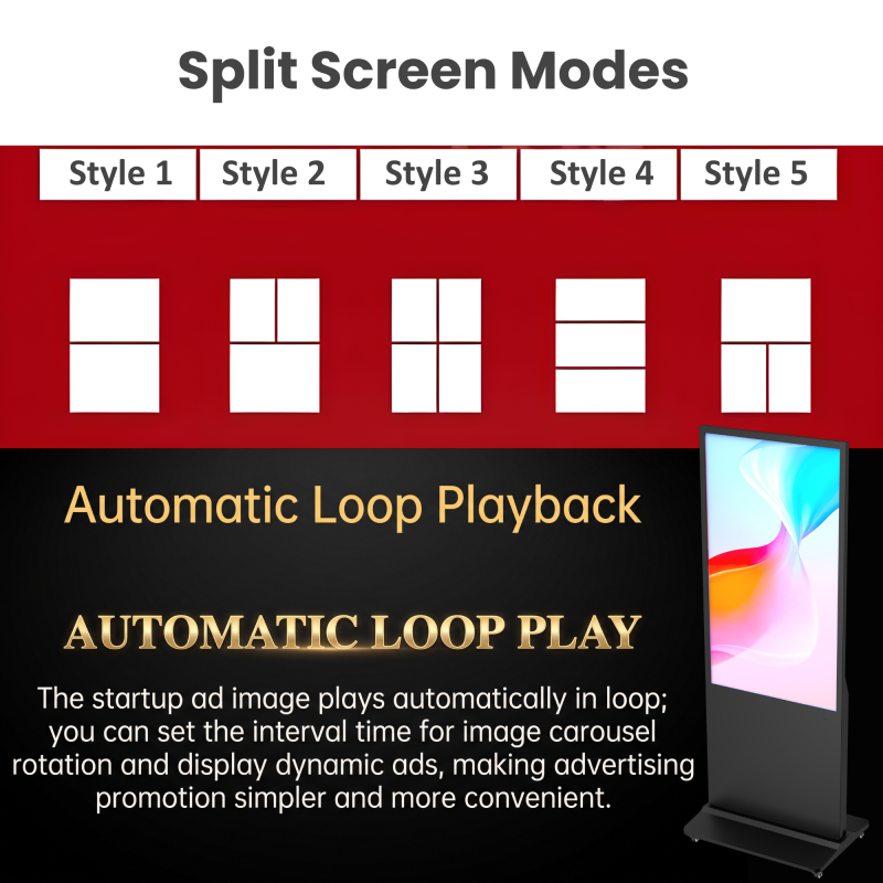 Floor Standing Digital Signage with IP65 Protection and 178° Viewing Angle for 50000 Hours Life Time