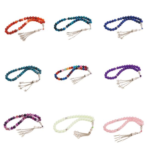 33 Natural Stone Beads Prayer Tasbih Spacer Muslim Crystal Tasbeeh For Rosary Necklace Bracelet