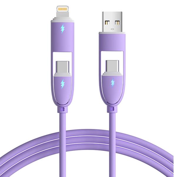 Câble de charge rétractable 2-en-1 Lightning USB-C CC60W/CL27W 3A parfait pour la charge en déplacement