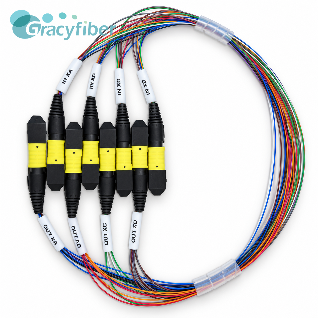 4× MPO-12/APC Male to 4× MPO-12/APC Male 32F G657A1 Type B Cable Assembly