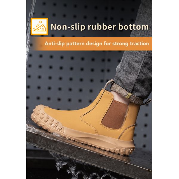 Suede Leather Chelsea Safety Shoes Steel Toe Safety Boots Kevlar Work Shoes Slip-Resistant Rubber Work Boots For Industrial Work