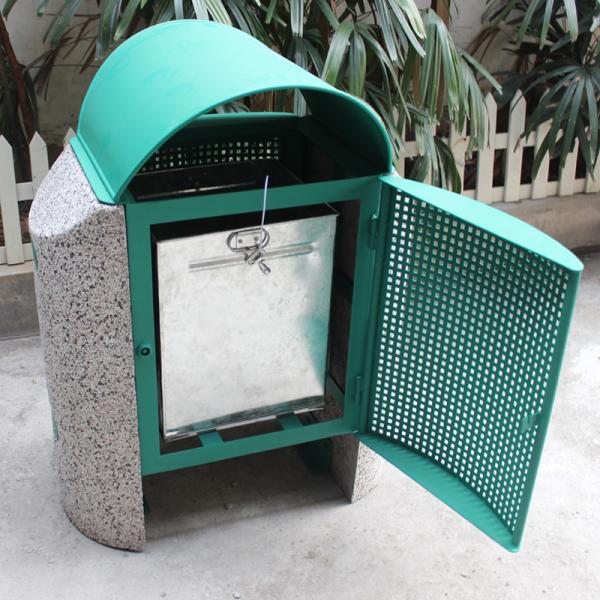 Rectangular Outdoor Trash Cans , Stone Garbage Can With Concrete Legs