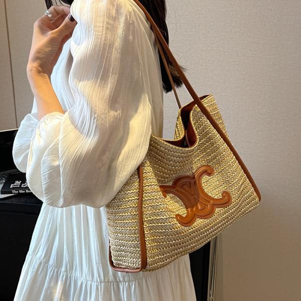 Women Small Straw Bags Summer Beach Tote Bag Handmade Woven Hobo Purse Handbag Customized New Arrival Hand Made Natural Straw Raffia Blue Striped Crochet Beach Bag Crochet Bags Custom Order