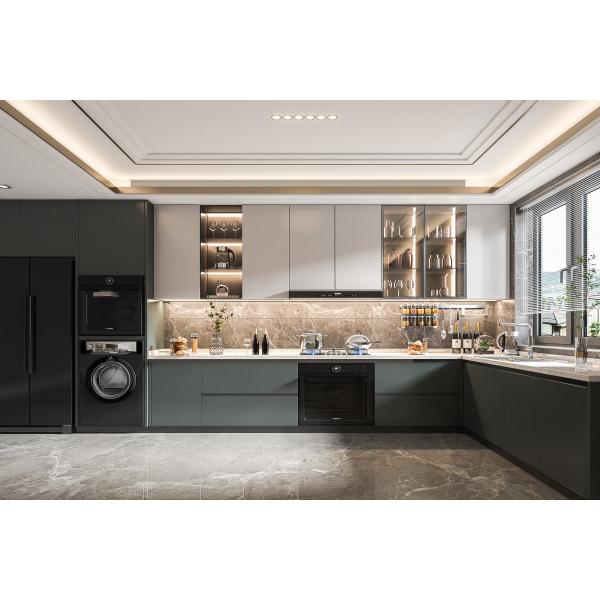 コントラストカラーデザインのモジュール式キッチンキャビネット