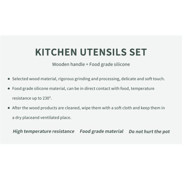 24 Pieces Non-Stick Wooden Handle Silicone Kitchen Gadget Set with Customized Options