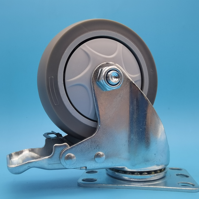 Quiet Industrial Casters Medium-Duty Single-Axis TPR Wheels Castors Singel 4 