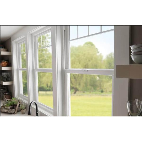 Вертикальный сползая двойник UPVC повиснул стекло Windows ясное закаленное