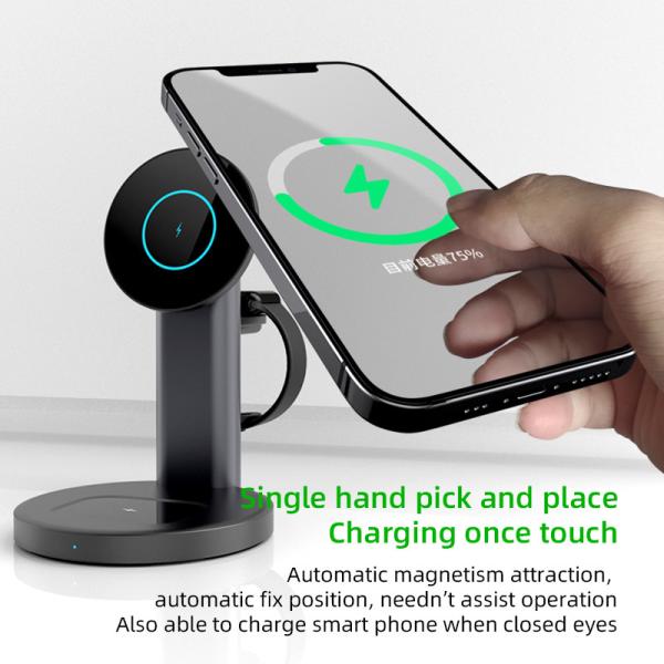 Magnetic 15W ABS Wireless Charging Station For IPhone Airpods Apple Watch