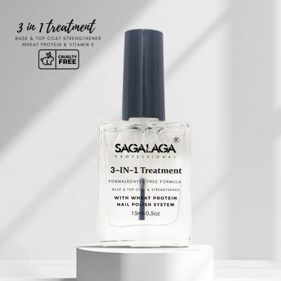 Custom Logo 3 in 1 Nail Strengthener Original Nail Repair Treatment 15ml Clear Top Coat Base Coat Air Dry Nail Polish