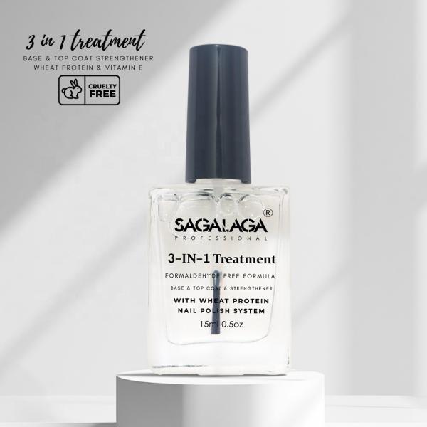 Custom Logo 3 in 1 Nail Strengthener Original Nail Repair Treatment 15ml Clear Top Coat Base Coat Air Dry Nail Polish