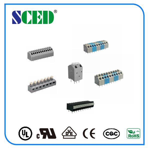 PCB Spring Terminal Block 5 AMP 16-22 AWG , PCB Screwless Terminal Connector 3.50m/3.81mm