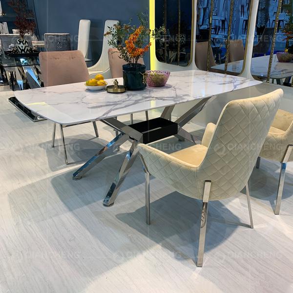 Mesa de jantar de aço inoxidável superior de mármore 78inchx40inchx30inch da mobília da casa