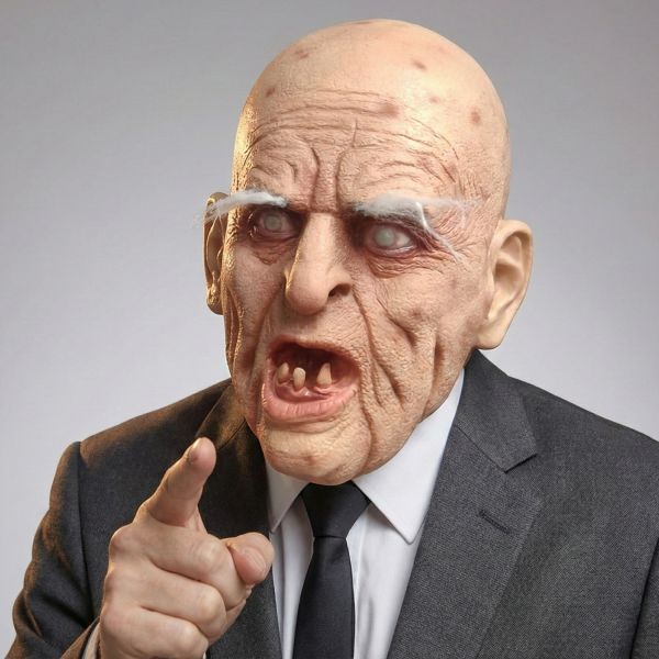 Hyper-Realistic Old Man Zombie Latex Mask - Premium Quality Latex Halloween Mask One Size Fits Most