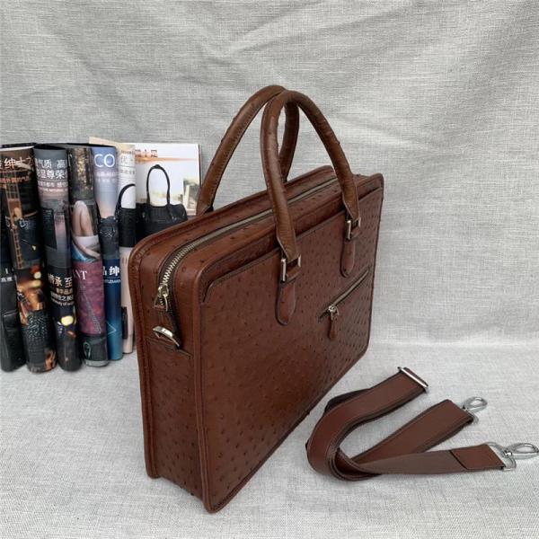Authentic Real True Ostrich Skin Businessmen Large Laptop Briefcase Shoulder Bag Genuine Leather Top-handle Male Handbag
