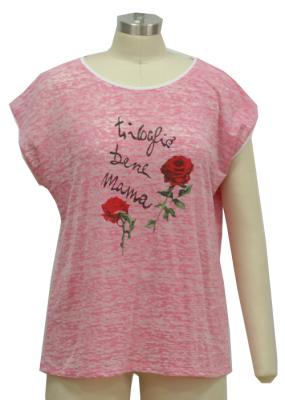 Ladies Casual Shirt Short Sleeve Burn Out Fabric Thin Fabric Fashion Shirt Place Print