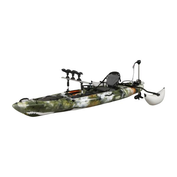 395*92*35cm Single Fishing Kayak Woowave Design With Pedal Drive and Electric Motor