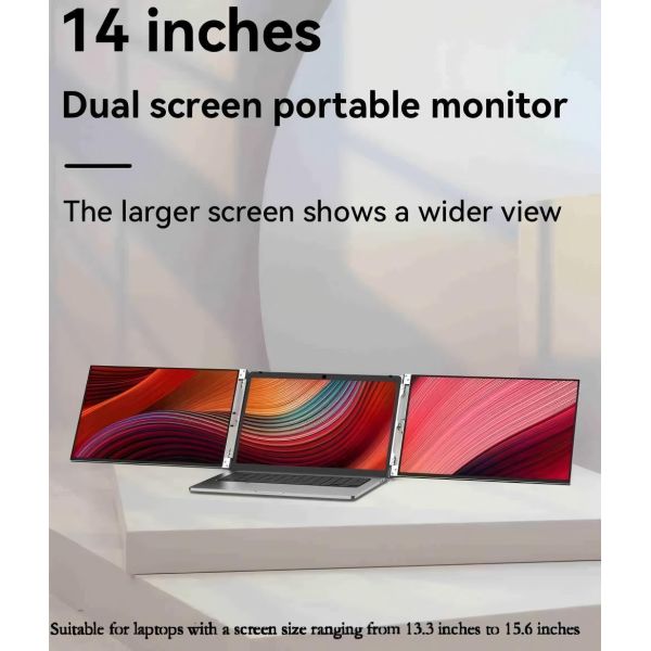 14 Inch Dual Screen Portable Monitor With 1920x1200 Resolution / 60Hz Refresh Rate