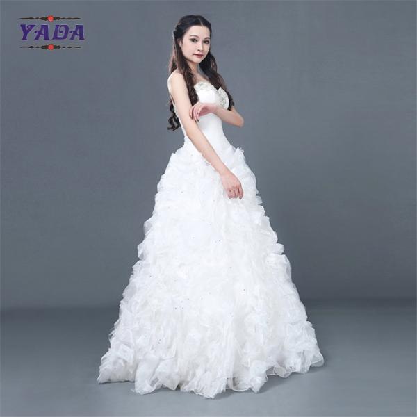 Новая модель простое элегантное ручное изготовление бусы с плеча платье продажа бальное платье свадебные платья