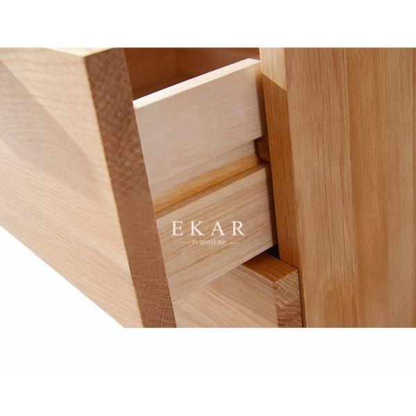 Home Furniture 2 Drawers Oak Night Stand Wooden Bedside Tables