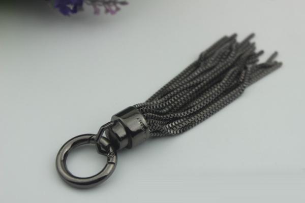 High quality modern design tassel custom zinc alloy gunmetal colors 115 mm length metal tassel with metal cap