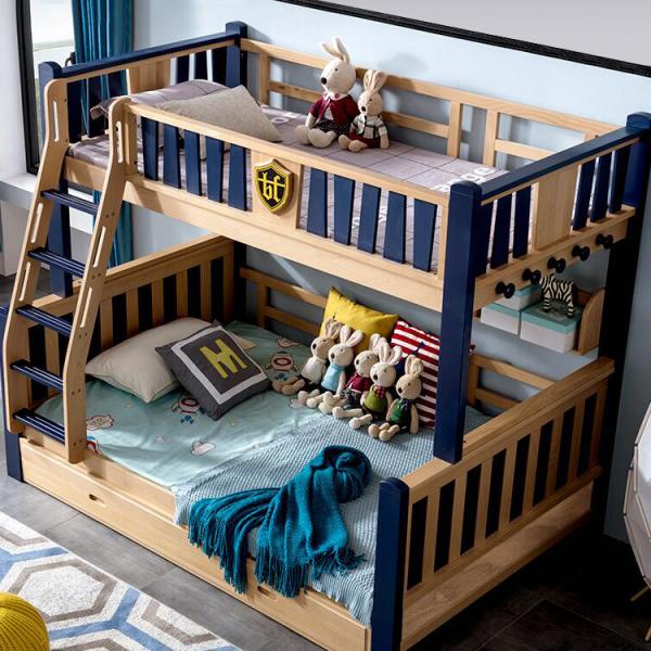 Wood Kids Teenager Bunk Beds Twin Over Full Bedroom Sets OEM