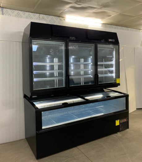 Top Glass Door Fridge Supplier With External Steel Support And Internal 3pcs Adjustable Shelves